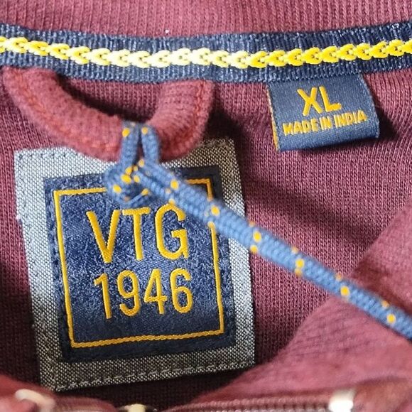 NWT Vintage 1946 (VTG 1946) Men's 1/4 Zip Mock Neck Sweater, Maroon, Size XL - Picture 3 of 3